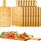5 or 10-Pack Wood Cutting Boards with Handle – 15.7" x 7.8" Bamboo or Acacia Chopping Boards for Vegetables, Meat & Cheese – Durable Kitchen Food Prep Boards for Home Chefs