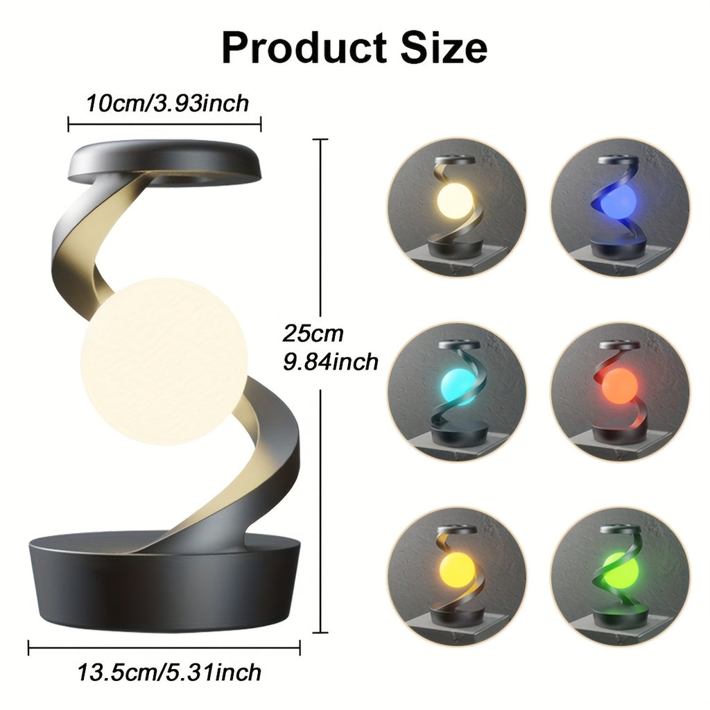 Floating Rotating Lamp with Wireless Charging, Color-Changing LED Table Lamp, Bedside Nightstand Lamp with Atmosphere Night Light – Home & Party Decor