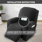 4-Piece Polyester Stretch Recliner Slipcover Set – Non-Slip Elastic Bottom Recliner Chair Cover Sofa Couch Protector for Living Room, Machine Washable Home Decor