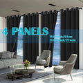 Complete Blackout Curtains 4-Panel Set – Black-Coated Film Thermal Insulated Grommet Top Curtains for Bedroom | Total Light Blocking Window Panels