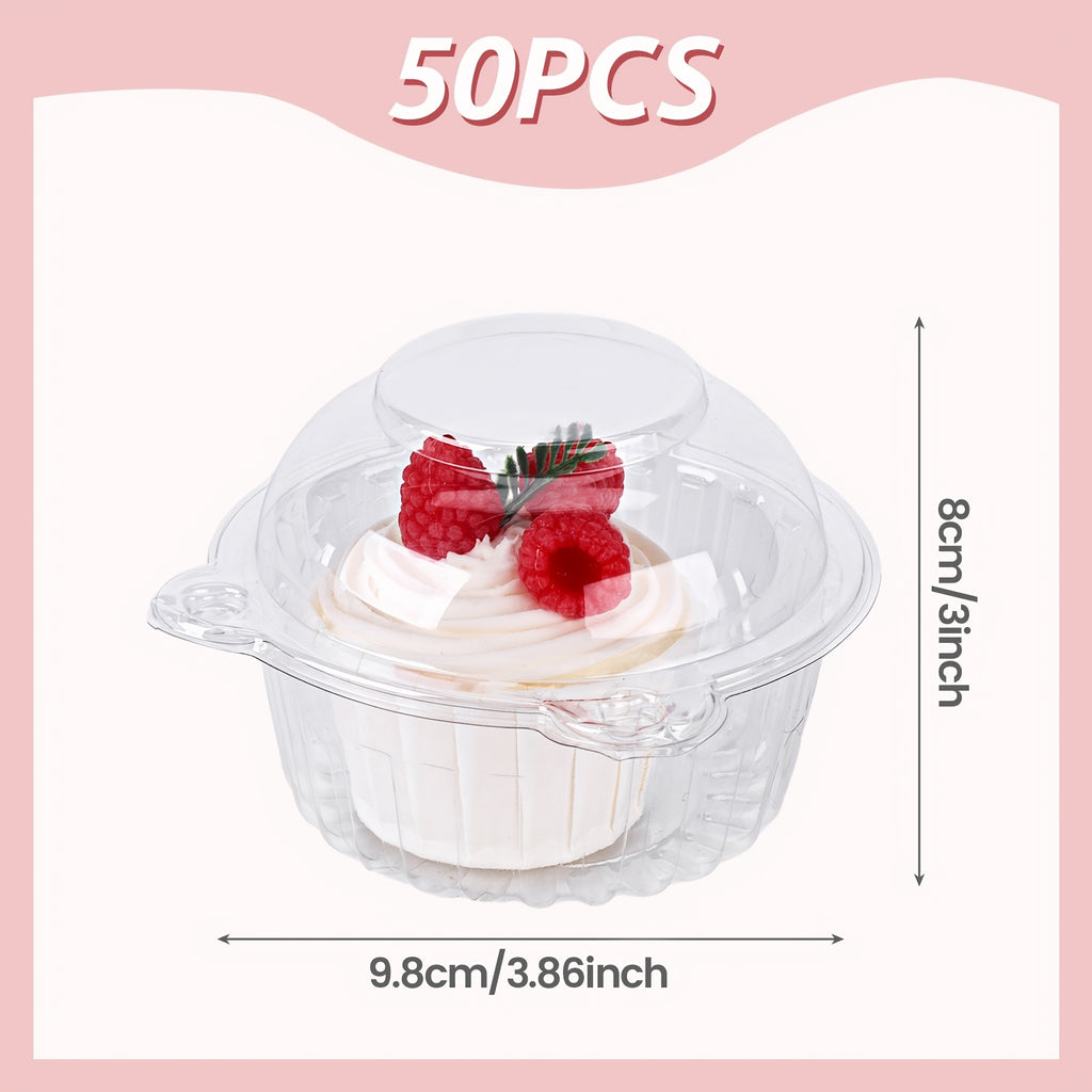 Cupcake Boxes with Dome Lids 80pcs Individual Clear Plastic Cupcake Containers Single Cupcake Holder for Muffins Pastries - Bakery Packaging for Party Picnic Restaurant Mother's Day Gifts, 50/80 Pack