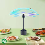 Food Guard Fly Repellent Fan 2-Pack Tabletop Holographic Blade Fly Fan with Ambient Light Battery Powered Foldable Portable for Picnic BBQ Party Camping Outdoor Indoor
