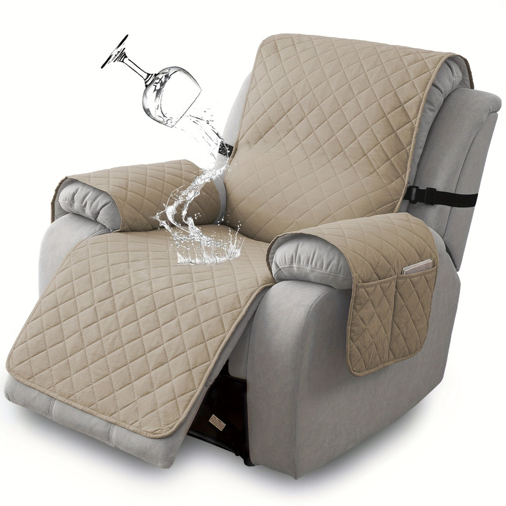 Chenille Knit Recliner Chair Cover 1pc – Non-Slip Sofa Slipcover with Elastic Straps & Drawstring for Large Recliners, Washable Pet Furniture Protector for Dogs Cats, Home Decor