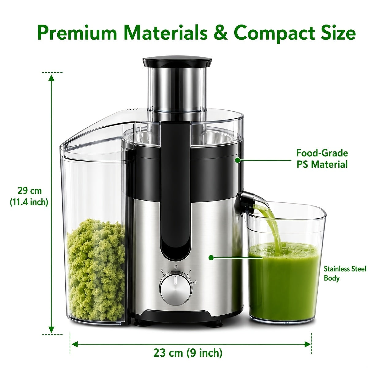 Centrifugal Juicer Juice Extractor with Pulp Separation, 3-Inch Wide-Mouth Feed Chute, 3-Speed Settings, Detachable Easy-Clean Parts, High Juice Yield – Ideal for Fruits & Vegetables, Family Juicing