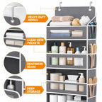 5-Shelf Over Door Hanging Organizer Non-Woven – No Drill Wall & Door Mount Storage Bag with Shelf Baskets for Bedroom, Bathroom & Closet