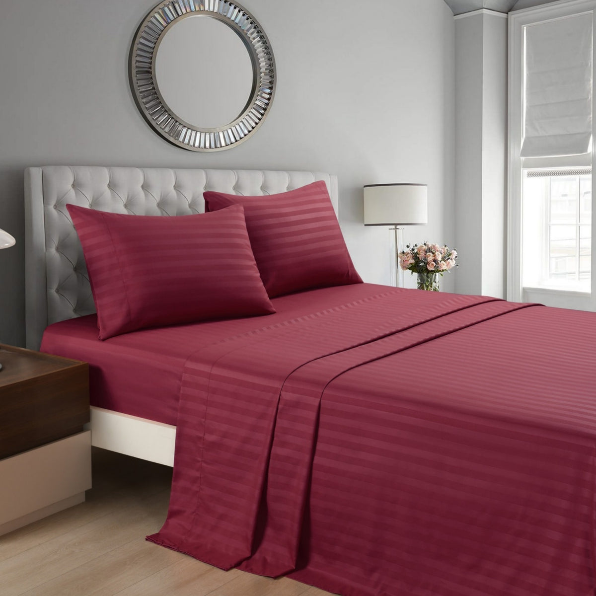 Striped Bed Sheet Set Extra Soft Breathable, Fade-Resistant Deep Pocket Fitted Sheets for Bedroom Guest Room Hotel – All Season 3/4 Piece (Flat Sheet, Fitted Sheet, Pillowcase)
