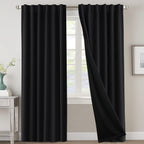 Blackout Curtains 2 Panels 100% Room Darkening 96 Inch Long – Triple Weave Thermal Insulated Back Tab & Rod Pocket Window Drapes for Bedroom & Living Room
