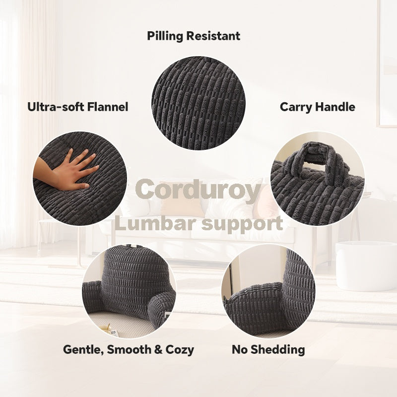 Shredded Memory Foam Reading Pillow with Arms & Pockets – Backrest Pillow for Bed & Couch Sitting Up, Removable Washable Cover, Multiple Colors & Sizes