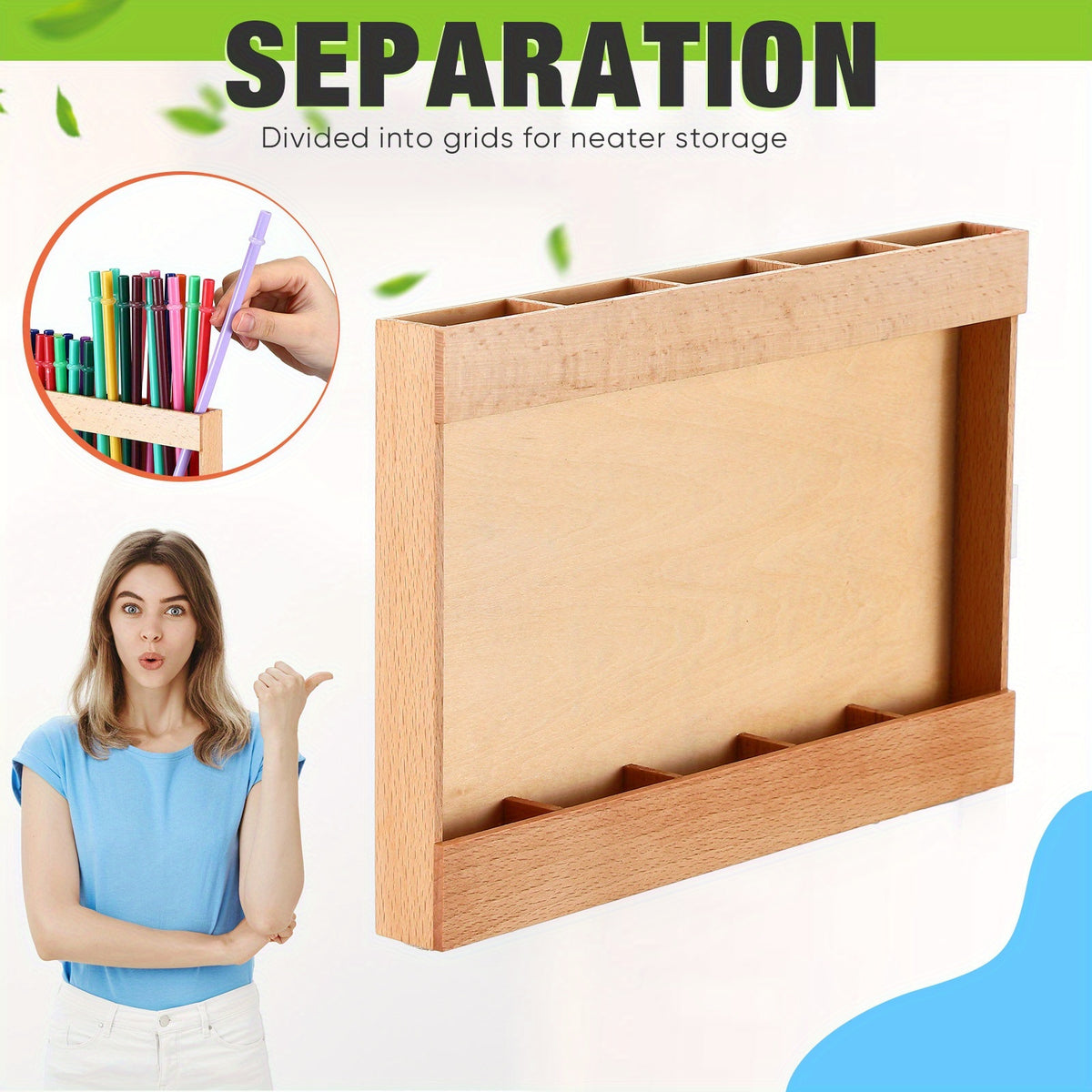 Wooden Straw Holder for Cabinet Door, Adhesive Tumbler Straw Organizer for Kitchen Counter & Cupboard, Acacia Wood Straw Dispenser Storage Container, Housewarming & Holiday Gift