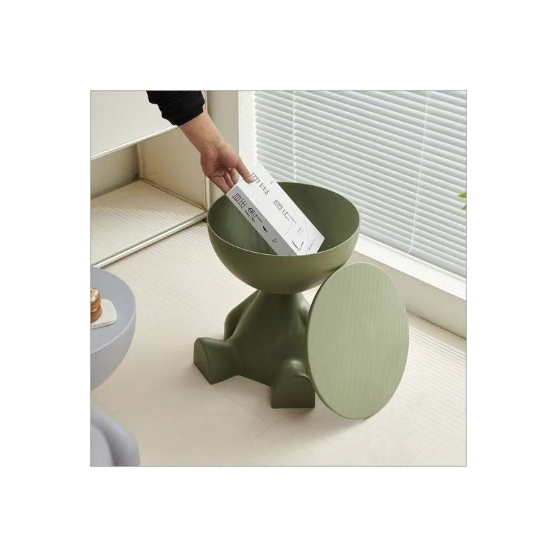 Bear Shaped Side Table Plastic Nightstand Cute Lamp Stand Coffee Cup Holder Compact Bedroom Living Room Decor Black Grey Coffee Green Pink