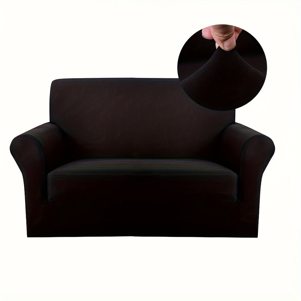 Stretch Sofa Cover Solid Color High Elasticity Anti-Slip Rod Slim Fit Couch Slipcover Machine Washable 1 2 3 4 Seater Black Burgundy Navy Grey