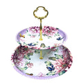 2 Tier Floral Metal Cake Stand Dessert Tower - Vintage Pastry Cupcake Serving Tray for Tea Party, Baby Shower, Birthday & Wedding Table Centerpiece Decoration