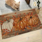 Fall Pumpkin Doormat Non-Slip Flannel Indoor Floor Mat - Autumn Polka Dot Soft Rug for Entryway Bedroom Living Room Kitchen, Farmhouse Halloween Thanksgiving Home Decor