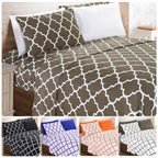 Luxury Microfiber Bed Sheet Set Geometric Trellis Pattern 16 Inch Deep Pockets Fade Wrinkle Resistant Hotel Quality Twin Full Queen King 5 Colors