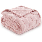Checkered Fleece Throw Blanket Ultra Soft Cozy Shaggy Jacquard for Couch Bed Bedroom All Season Machine Washable Twin Full Queen