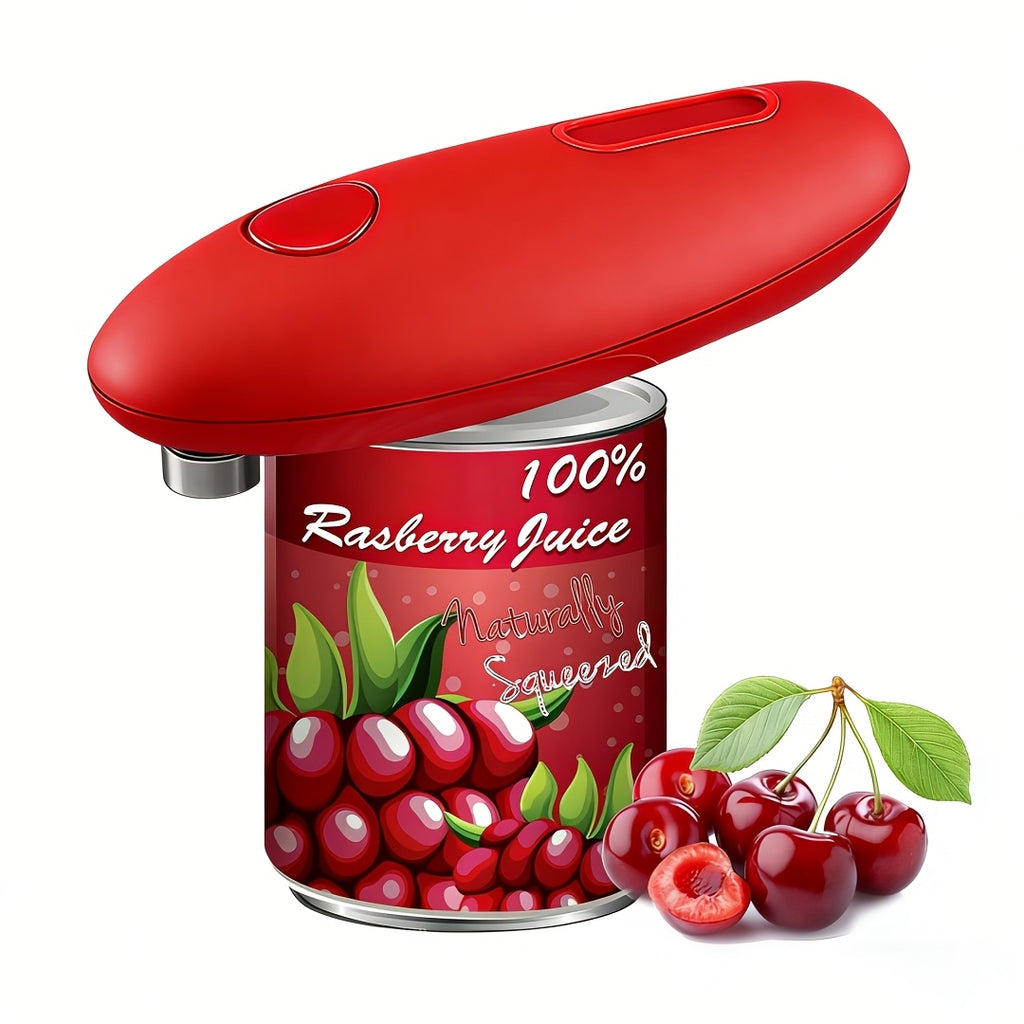 One-Click Electric Can Opener – Auto Shut-Off, Smooth Edges, Ergonomic | For Elderly, Arthritis & Weak Grip | Red & Black