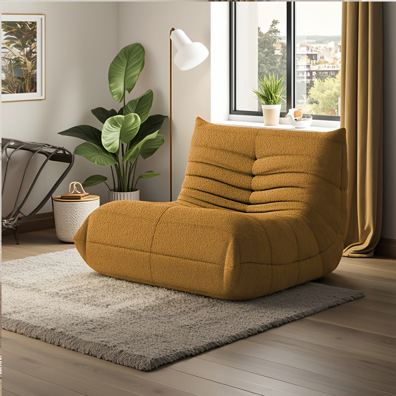 Caterpillar Floor Bean Bag Sofa – Teddy Velvet High-Density Foam Ergonomic Lounge Sofa, 1-2-3 Person, for Living Room Bedroom Game Room, Multiple Colors