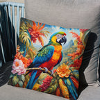 Tropical Parrot Floral Throw Pillow Covers 4 Pack 18x18 Inch Vibrant Botanical Print Zipper Soft Polyester Machine Washable for Bedroom Living Room Office
