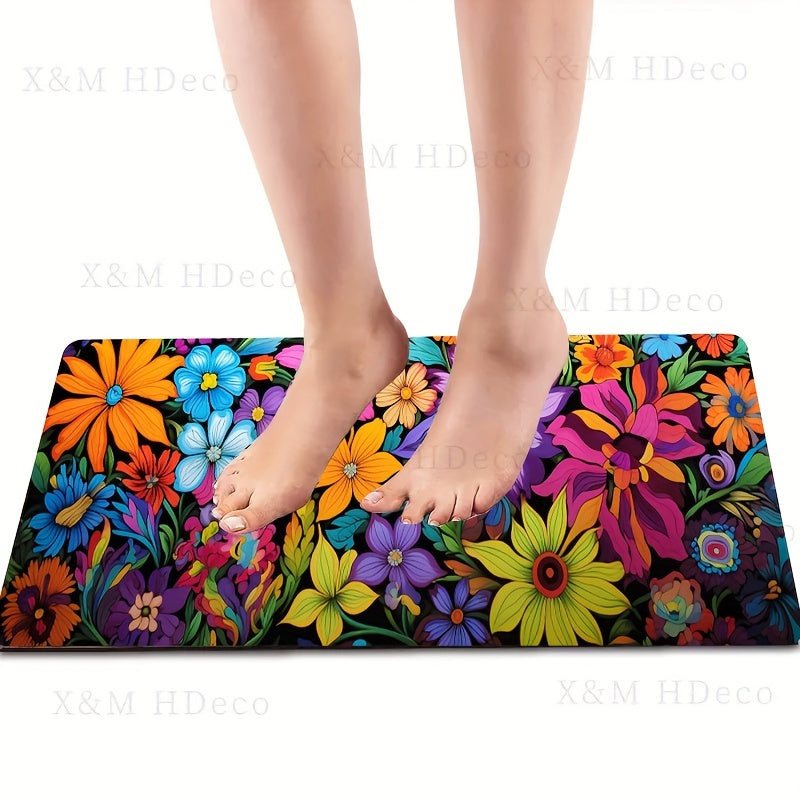 Vibrant Floral Kitchen Mat – Soft, Non-Slip & Machine Washable | 3 Sizes