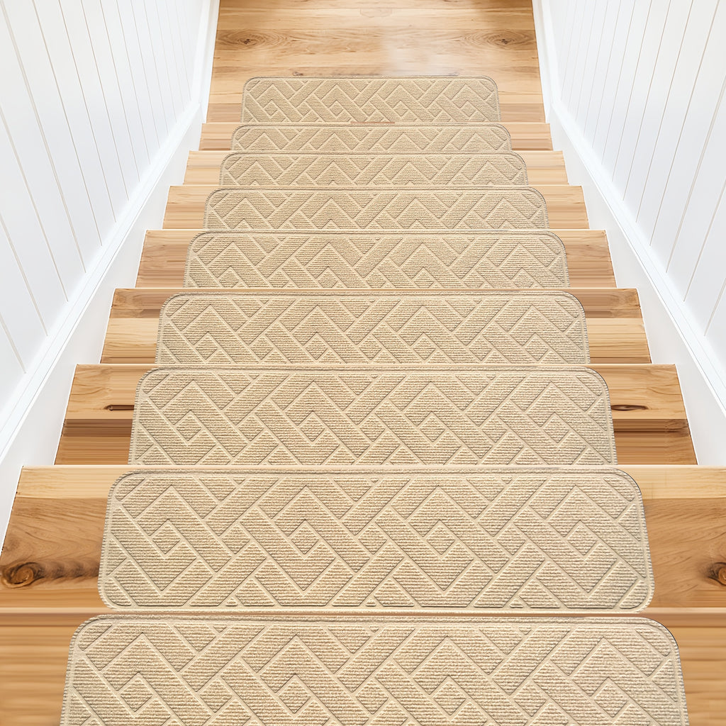 Non-Slip Stair Treads Self-Adhesive 4mm TPR Stair Mats for Hardwood Floors Indoor Stairs Carpet Pads 6pcs or 15pcs Set