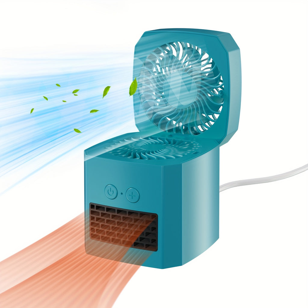 Portable Space Heater Fan Combo 2-in-1, 400W Mini Electric Heater with 3 Speed Settings, Silent Operation – Desktop Heater & Fan for Home, Office & Bedroom
