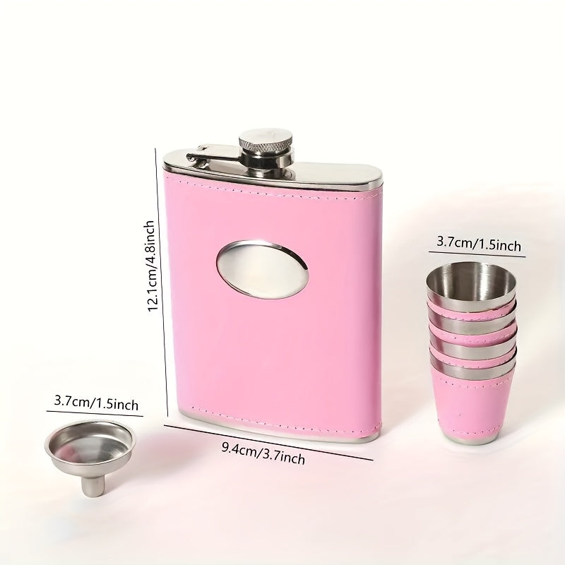 Whiskey Bottle Gift Set with Leather Case for Women – 6oz Stainless Steel Flask, 4 Glasses & Filter, Holiday Christmas Valentine's Day Gift for Girlfriend, Mom & Bar Lovers