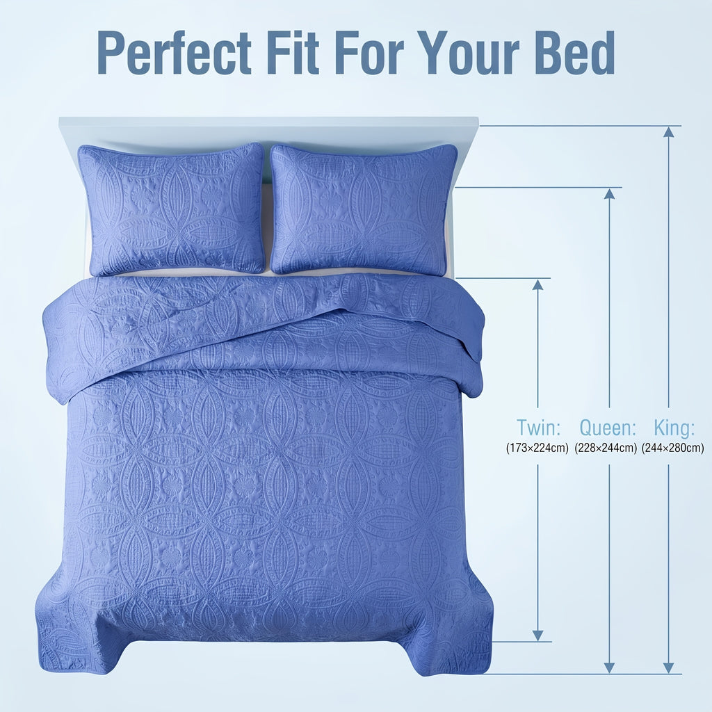 Quilted Bedspread Set Lightweight Cooling Coverlet with Pillow Shams Twin Queen King Soft Breathable Summer Bedding Set Machine Washable