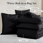 Bed in a Bag Queen 7 Piece Fluffy Comforter Set – Ultra-Soft Microfiber Bedding with Comforter, Fitted Sheet, Flat Sheet & 4 Pillowcases, Hypoallergenic Breathable All Season Bedding Gift for Her