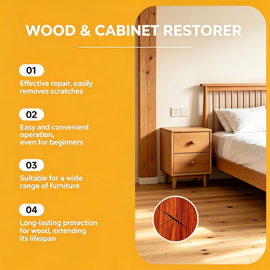 JOKJOK Wood Scratch Repair Wax & Polish with Sponge – Restores Luster, Prevents Drying & Aging on Hardwood Floors, Mahogany, Cabinets, Doors, Tables & Furniture