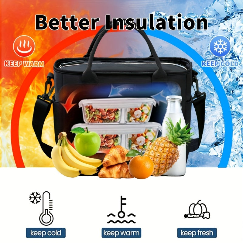Extra Large 11L Insulated Lunch Bag & Beach Cooler Tote – Portable Thermal Food Carrier with Adjustable Shoulder Strap, Keeps Meals Hot or Cold, for Outdoor, Work, Beach & Picnic, 4 Colors