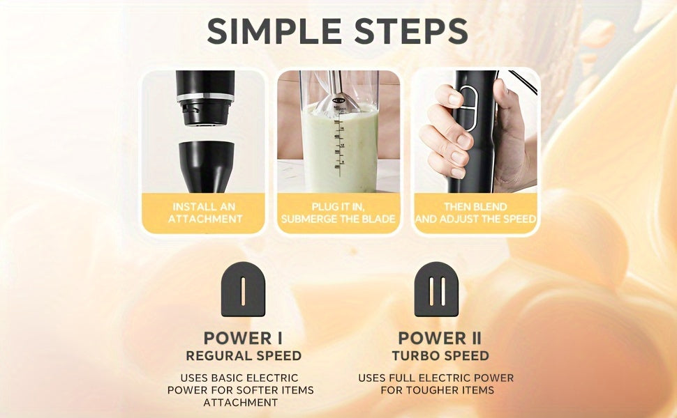 400W Immersion Hand Blender Stick Mixer with 304 Stainless Steel Blades, 2 Speeds & Turbo Mode, Detachable Base – 5-in-1 Set Available, Perfect for Soups, Smoothies, Purees & Baby Food