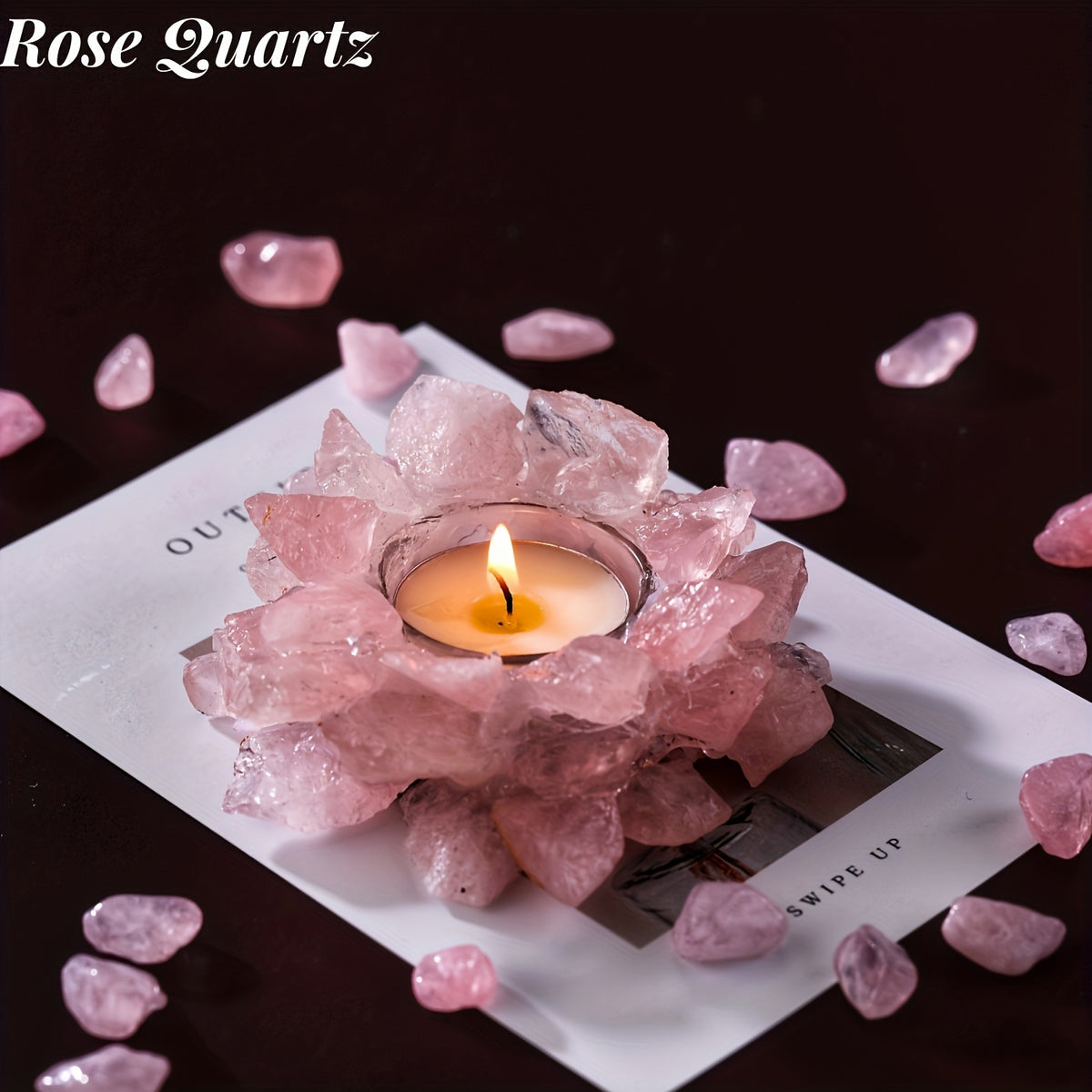 Natural Crystal Candlestick Holder Handmade Rose Quartz Citrine Amethyst – Unique Home Decor Candle Holder Gift for Teacher Appreciation Festival Holiday