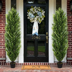 Artificial Pine Tree Set of 2 – Faux Greenery Shaped Christmas Trees for Indoor & Outdoor, Courtyard, Front Door & Holiday Decor