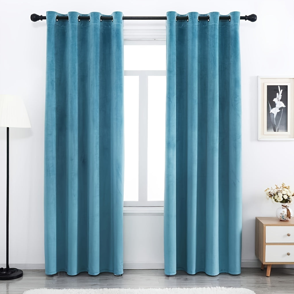 Velvet Curtains 52” Wide – Soft Grommet Thermal Insulated Light Filtering Velvet Window Panels for Bedroom | 2-Panel Set in 14 Colors & 7 Lengths