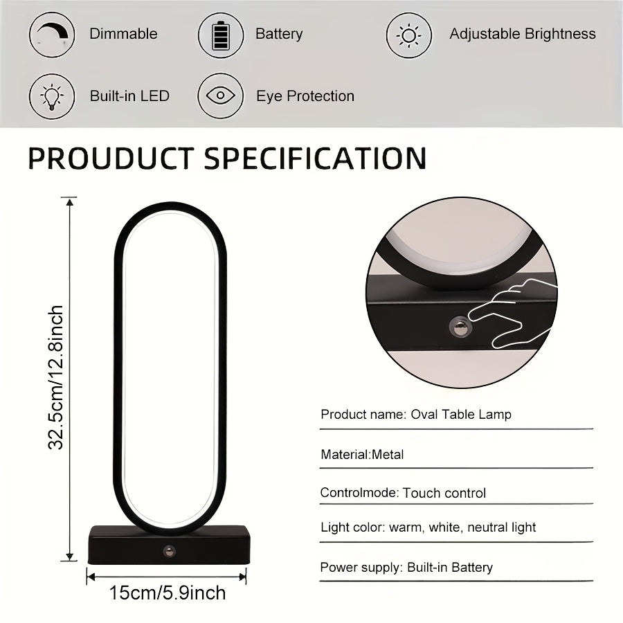 Modern Aluminum LED Ring Table Lamp, 3-Color Touch Control, USB Charging, 12.8" Spiral Metal Bedside & Desk Light – 1pc or 2pc