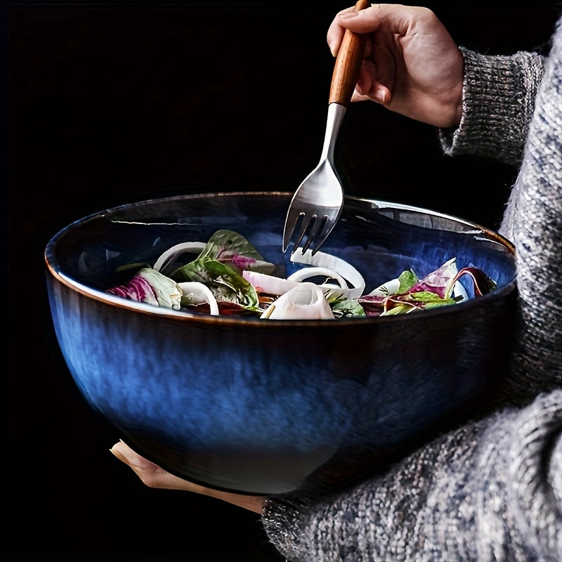 Extra Large Ceramic Bowl Set 2 Pack 81oz Dark Blue – Stylish Durable Bowls for Salad, Noodles & Ramen – Perfect for Home Kitchen, Restaurant & Hotel