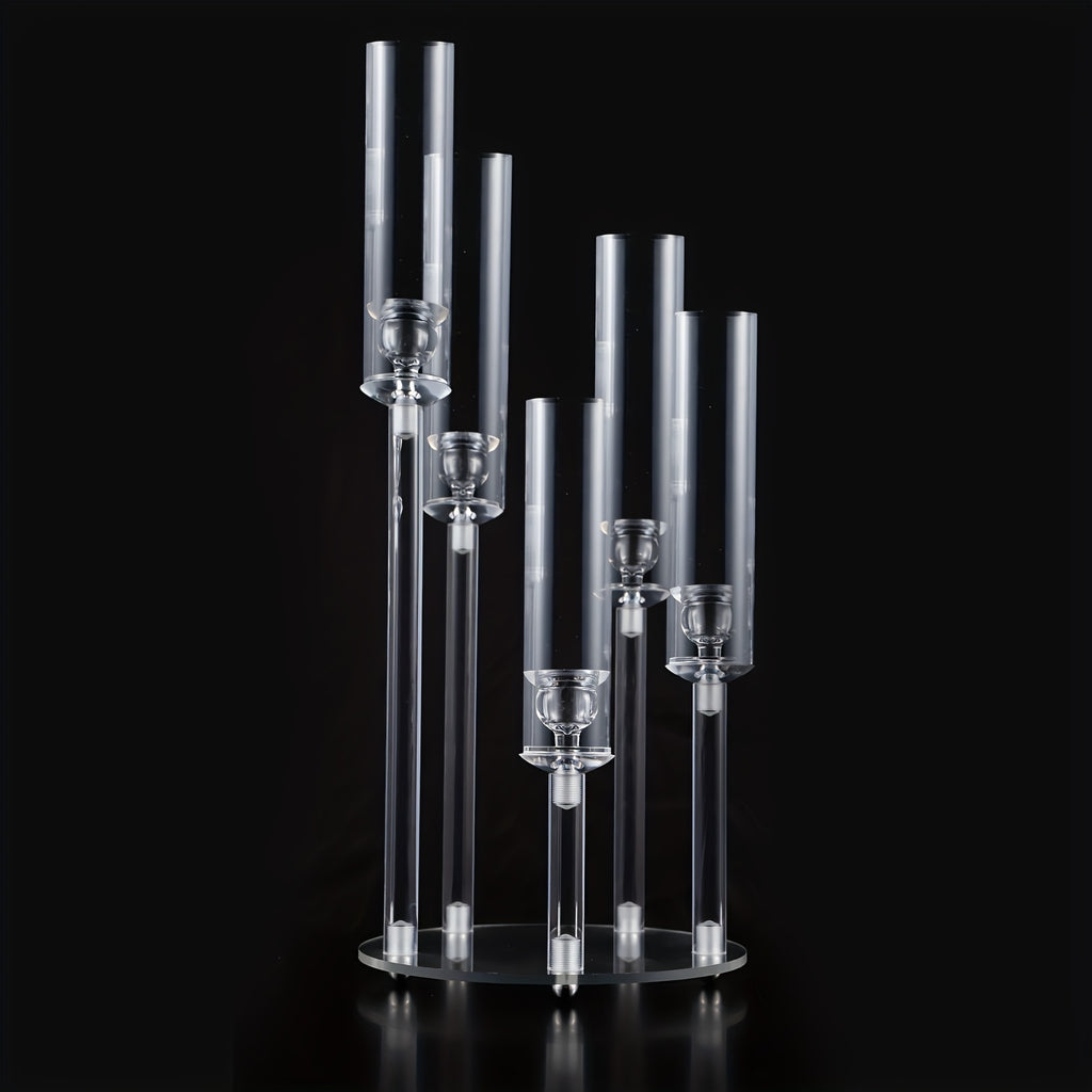 Clear Acrylic Candelabra Taper Candle Holder 5-Arm 6-Arm Wedding Centerpiece Dining Table Party Anniversary Decor