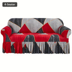 Sofa Cover Slipcover with Printed Skirt – Elastic Pet Anti-Dirt Protection for Living Room, 2/3/4-Seater & Single, All-Purpose Couch Cushion Cover Home Decor