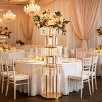 5-Tier Crystal Flower Stand with Hanging Crystals – Round Chandelier Base Wedding Aisle Centerpiece Floral Display for T-Stage Ceremony Party Event Decor