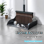 Broom and Dustpan Set with 51 Inch Adjustable Long Handle 2 Interchangeable Broom Heads – No-Bend Upright Sweeping Set for Indoor Outdoor Home Office Kitchen Garden