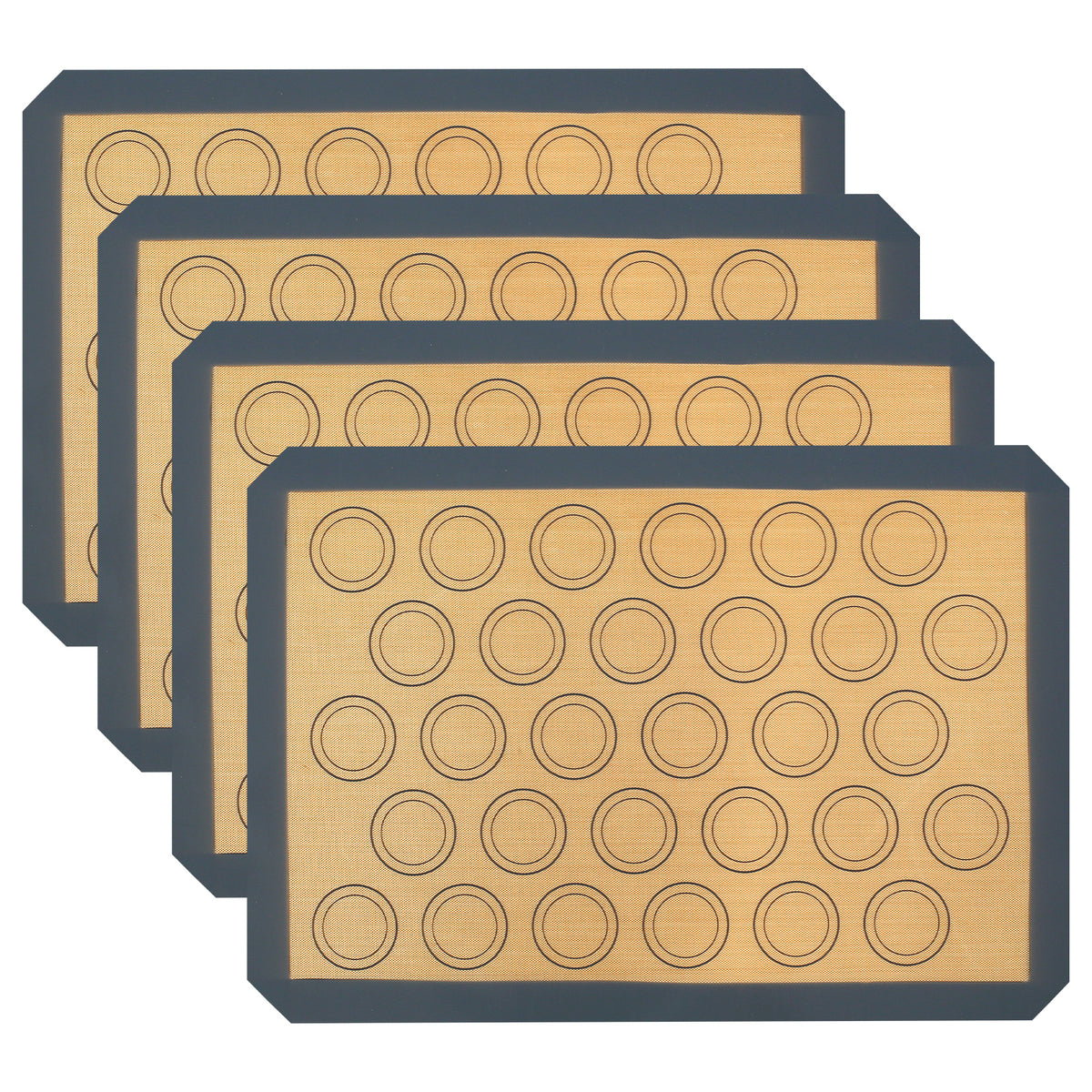 Silicone Macaron Baking Mat Set of 4 - Non-Stick Reusable Oven Liner & Pastry Mat, Heat Resistant -40°C to 250°C, Dishwasher Safe, 16.6x11.6 Inch for Cookies, Macarons & Pastries