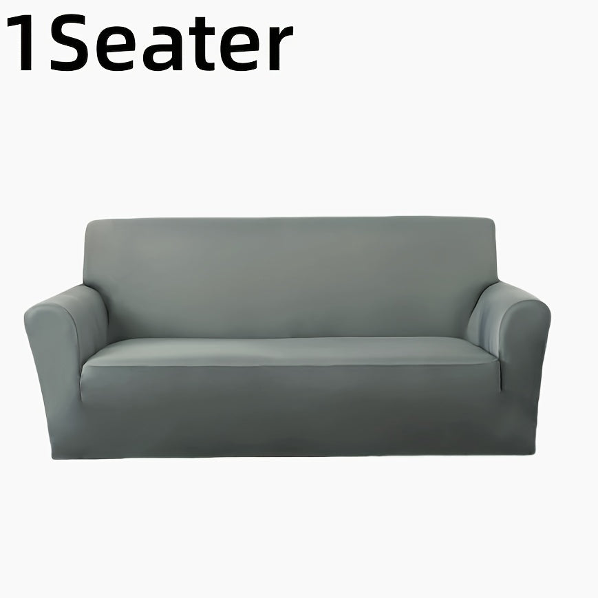 Stretch Sofa Cover Solid Color High Elasticity Anti-Slip Rod Slim Fit Couch Slipcover Machine Washable 1 2 3 4 Seater Black Burgundy Navy Grey