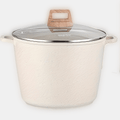 Non-Stick Stock Pot 10.5QT Large Capacity with Lid Induction Compatible All Stovetops Easy Clean for Soups Stews Pasta Family Cooking White Black