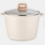 Non-Stick Stock Pot 10.5QT Large Capacity with Lid Induction Compatible All Stovetops Easy Clean for Soups Stews Pasta Family Cooking White Black