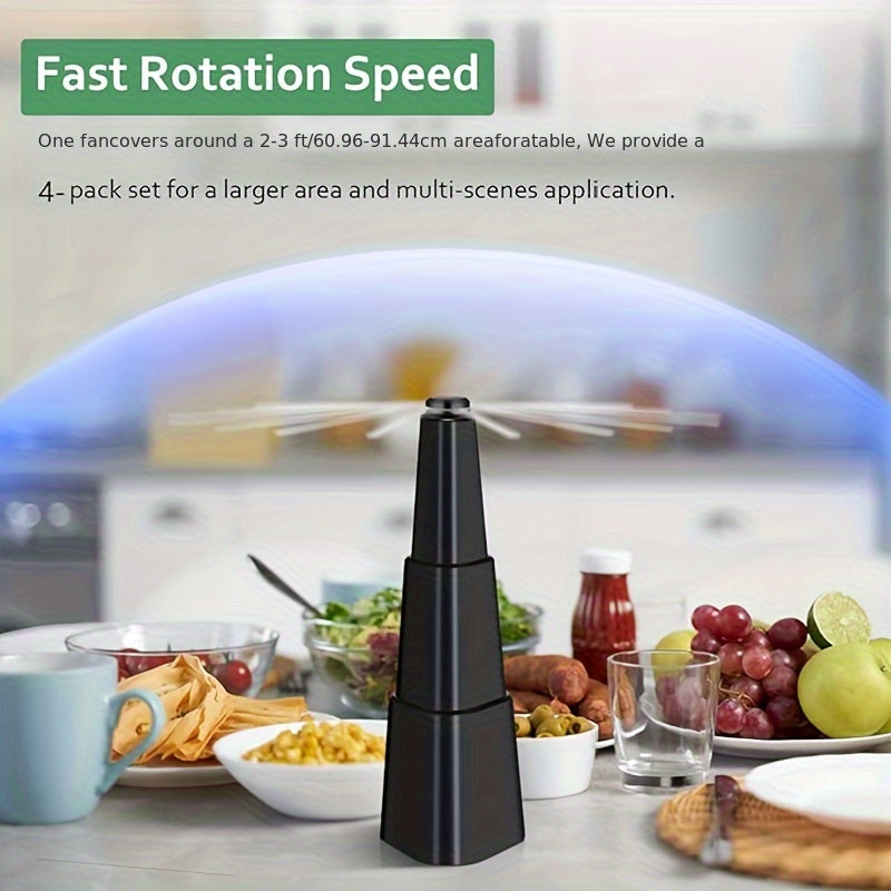 Fly Repellent Fan for Tables 6-Pack – Holographic Blade Food Fan to Keep Flies Away, Battery Powered, Indoor Outdoor, Party BBQ Picnic Home Travel