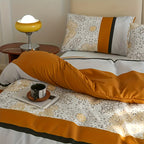Striped Duvet Cover Set 3 Piece – Orange & Gray Stripe Soft Cozy Bedding, Zip Closure, 1 Duvet Cover + 2 Pillowcases, Machine Washable, All Season, Twin Full Queen King Multiple Sizes