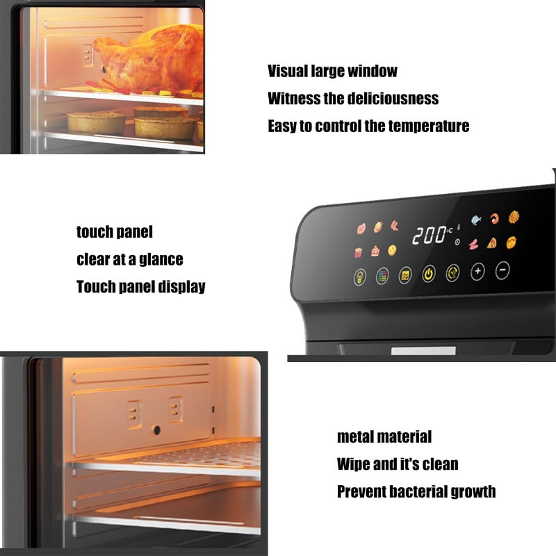 Large Capacity Air Fryer 6QT & 12QT with Visual Window Smart Auto-Cook Anti-Scald Handle for Chicken Fish and More