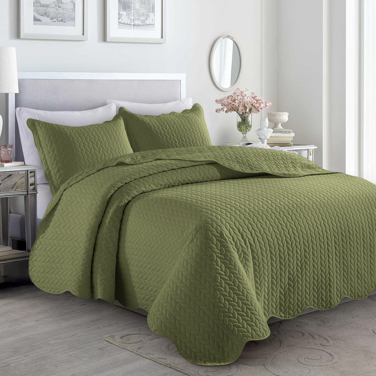 Microfiber Quilt Bedspread Set All Season Lightweight – Soft Breathable Quilted Coverlet Twin Full Queen King 16 Colors Machine Washable