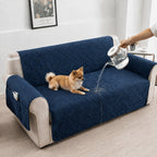 Quilted Sofa Cover One-Piece Cushion Slipcover with Anti-Slip Elastic Band – Pet-Friendly Scratch-Resistant Washable Removable Furniture Cover for Living Room Bedroom Hotel Home Decor