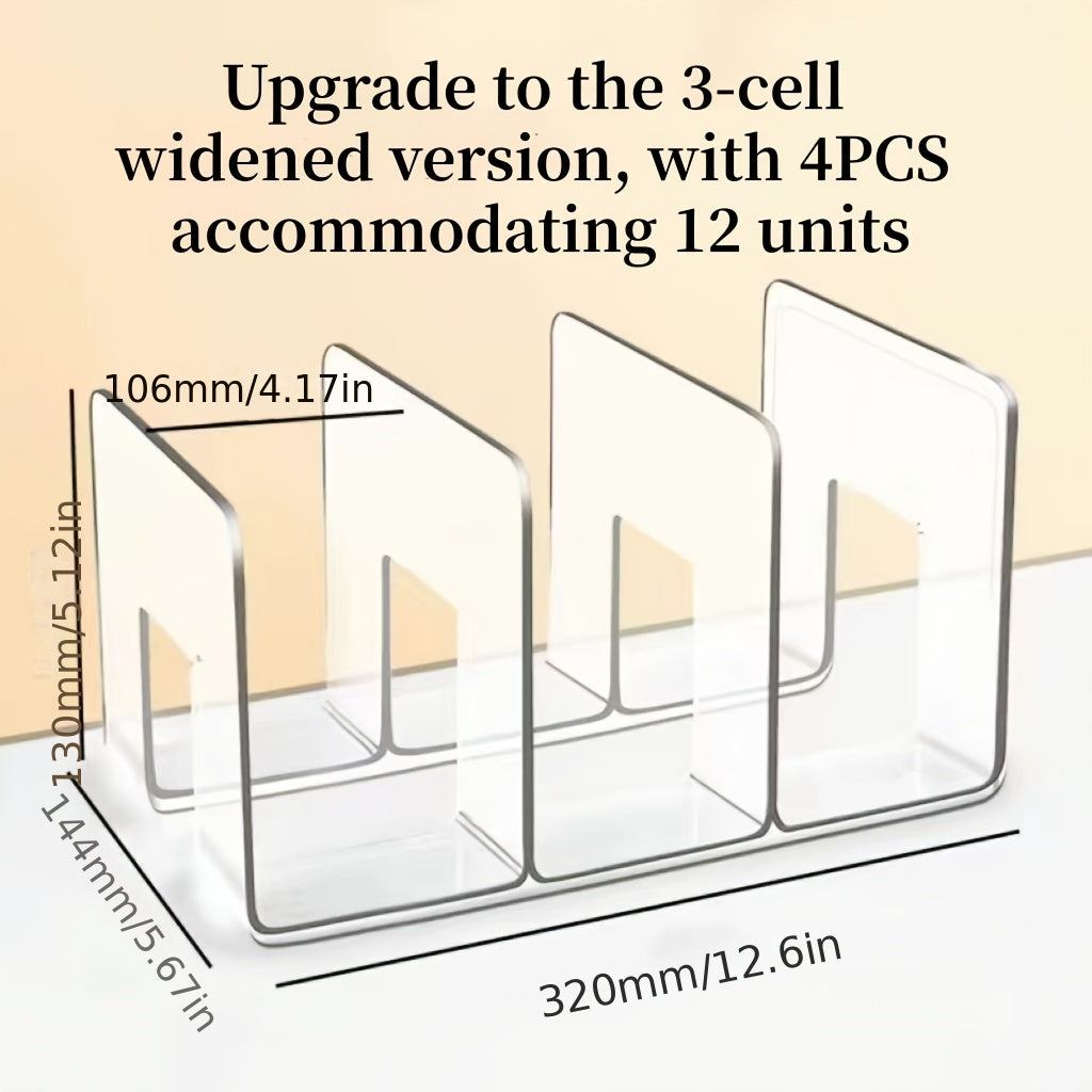 Transparent Plastic Partition Board Closet Organizer Set 4pc – Wardrobe Classification Divider for Bags Books Clothes Bedroom Dormitory Home